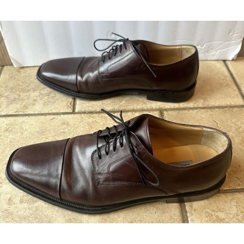 JOHNSTON & MURPHY MENS BROWN ALL LEATHER CAP TOE DRESS SHOE, SIZE‎ 10.5M - Picture 8 of 12